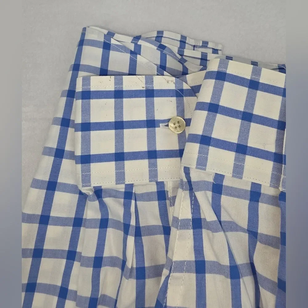 J. Crew Men's Tailored Blue White Check Button Down Shirt Size XL X-1935